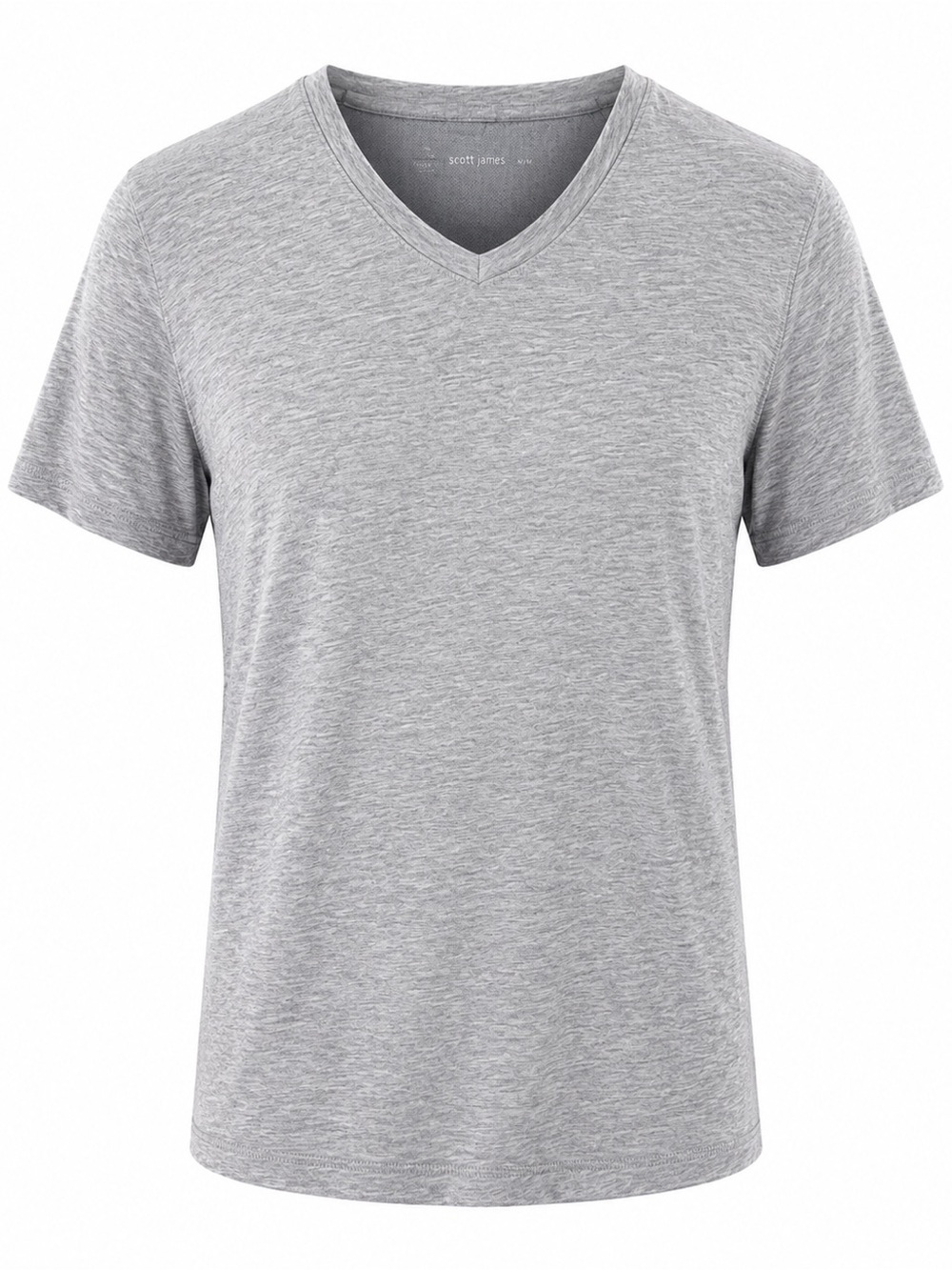 Scott James Gray V-Neck Short Sleeve T-Shirt 100% Cotton Mens M - Picture 1 of 5